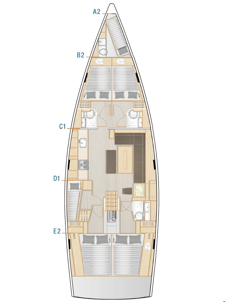 Rzut jachtu Hanse 508 Attraction