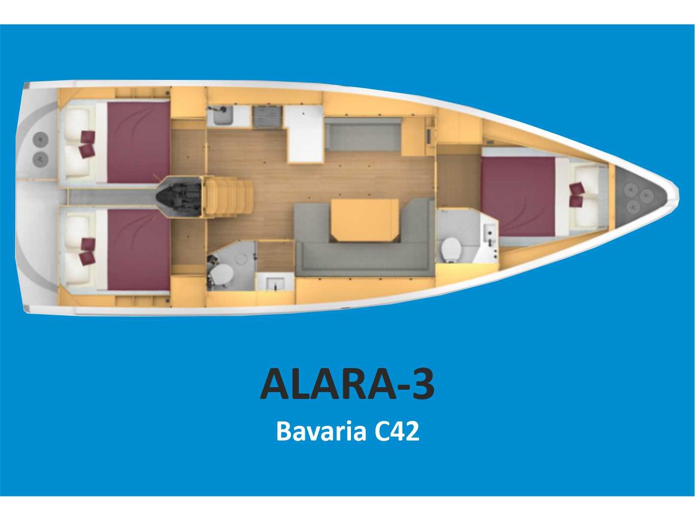 Rzut jachtu Bavaria C42 Alara-3