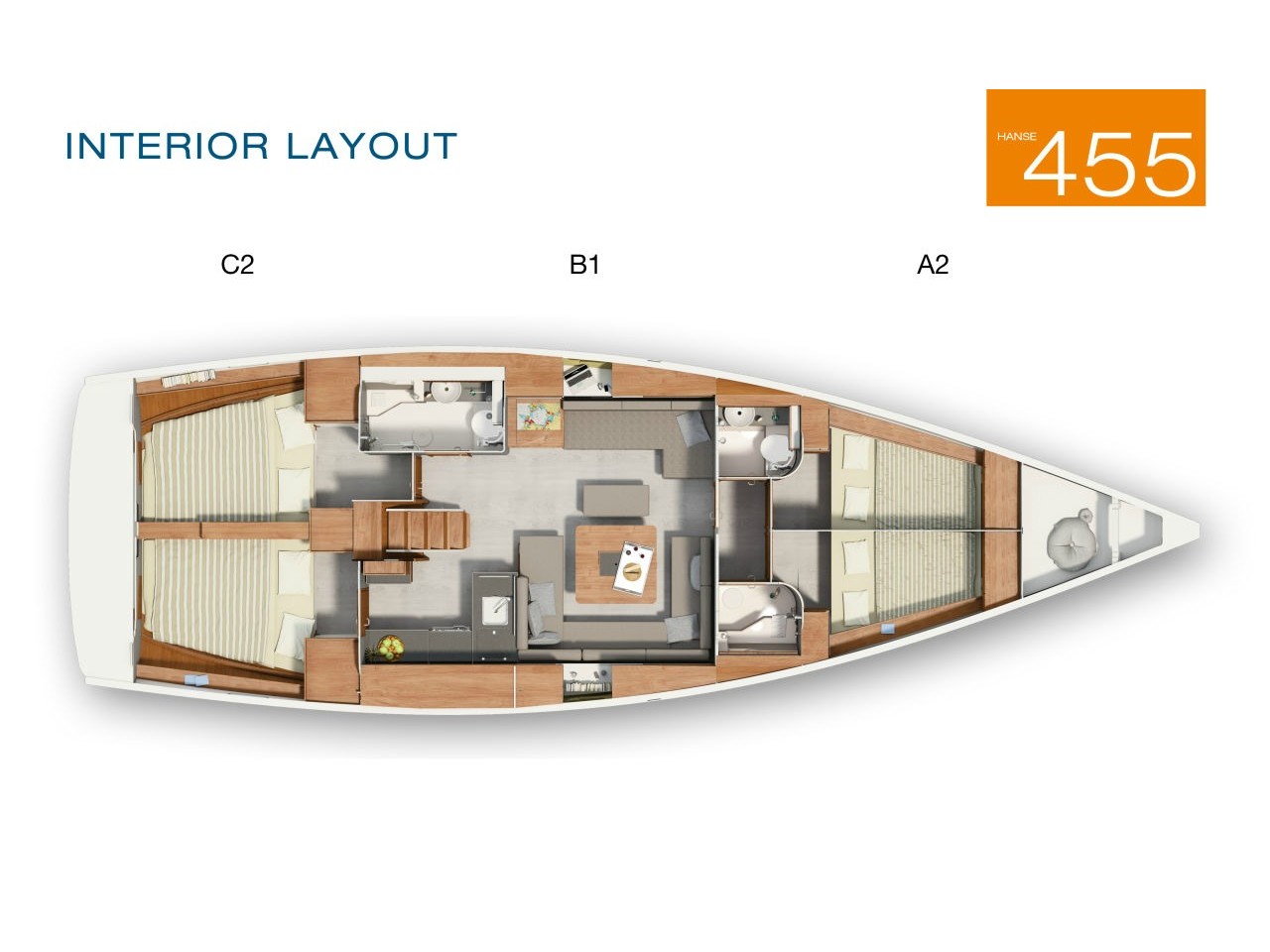 Rzut jachtu Hanse 455 Swell