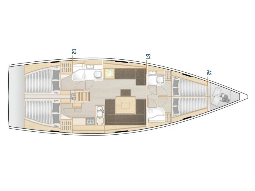 Rzut jachtu Hanse 458 Xristina