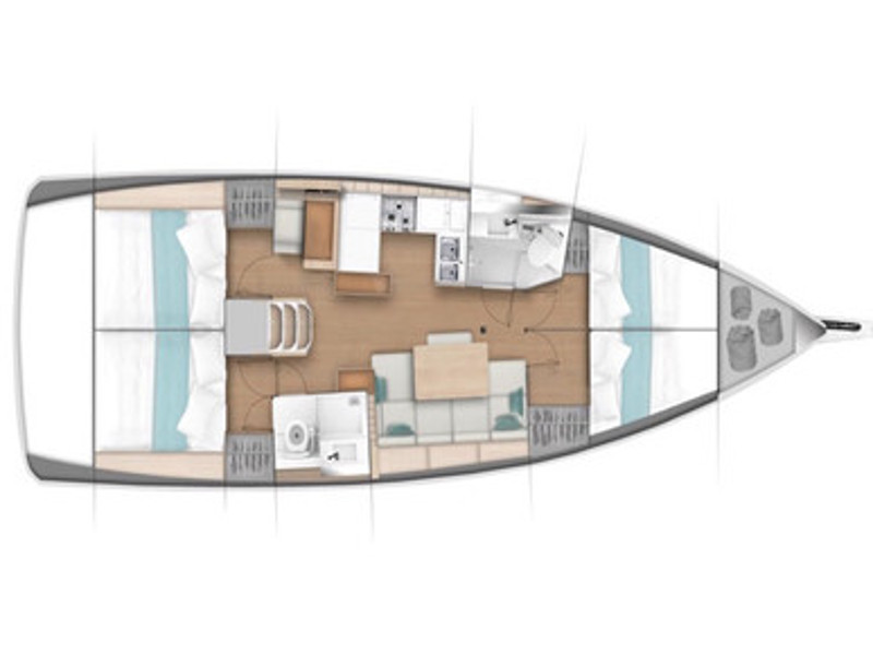 Rzut jachtu Sun Odyssey 440 Musica