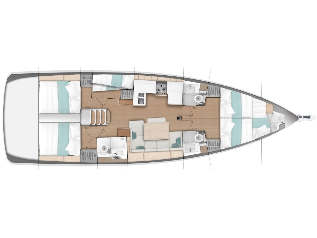 Rzut jachtu Sun Odyssey 490 Konstantinos