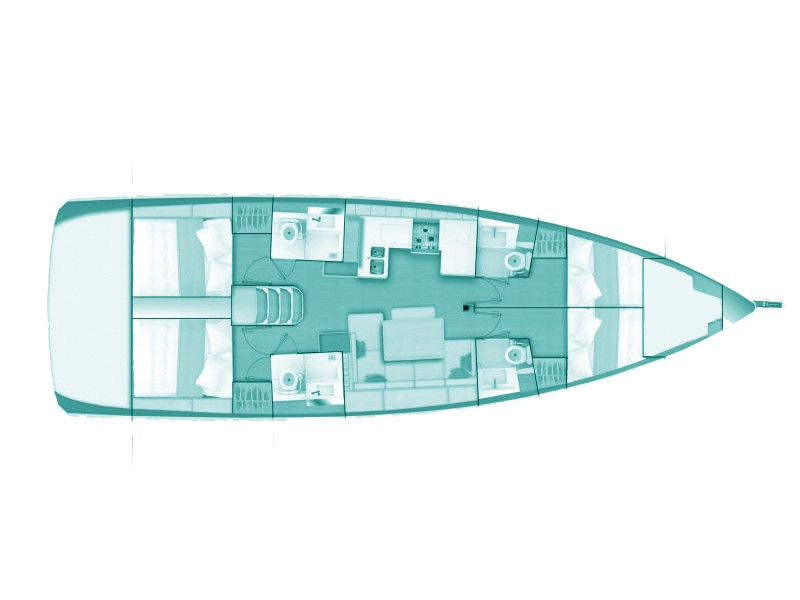 Rzut jachtu Sun Odyssey 490 Iris