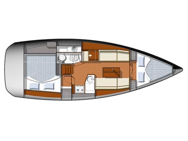 Rzut jachtu Sun Odyssey 33i NENA