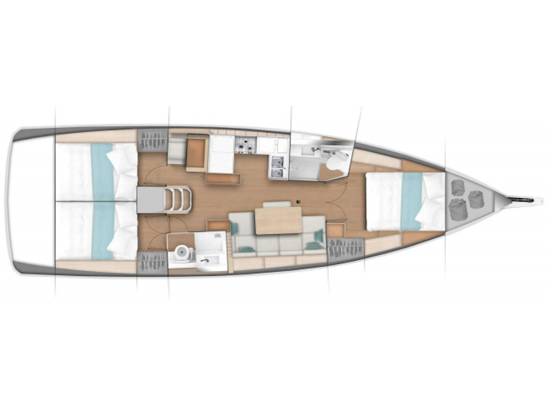 Rzut jachtu Sun Odyssey 440 Yakamozi