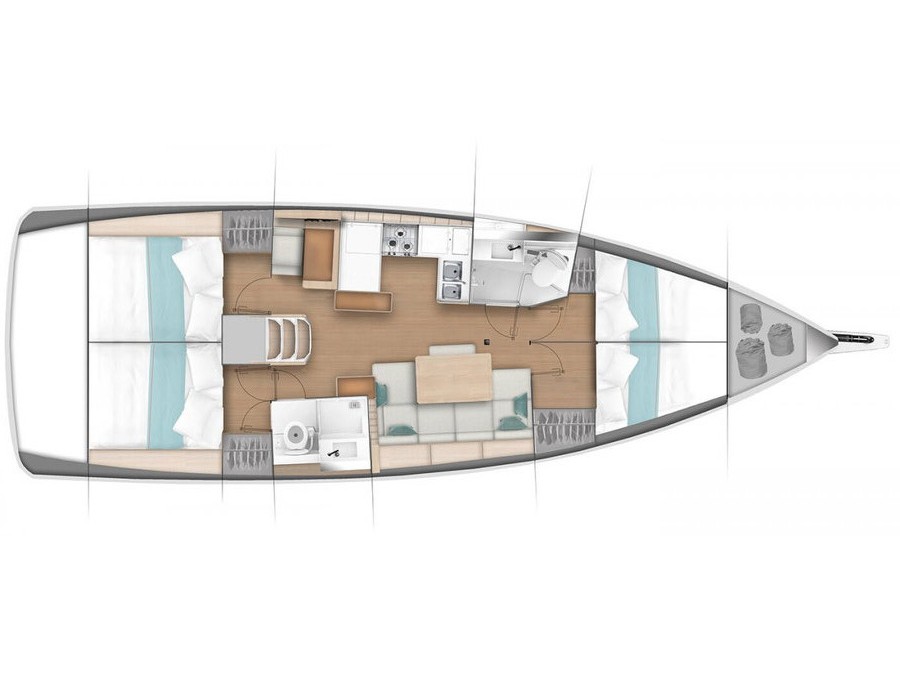 Rzut jachtu Sun Odyssey 440 Ecstasea