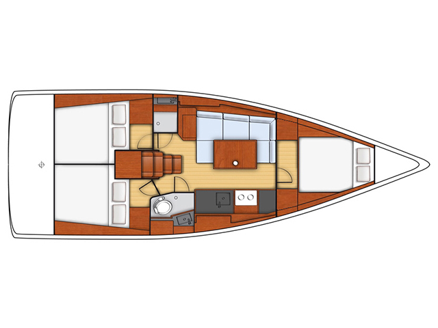 Rzut jachtu Oceanis 38 HAPPY