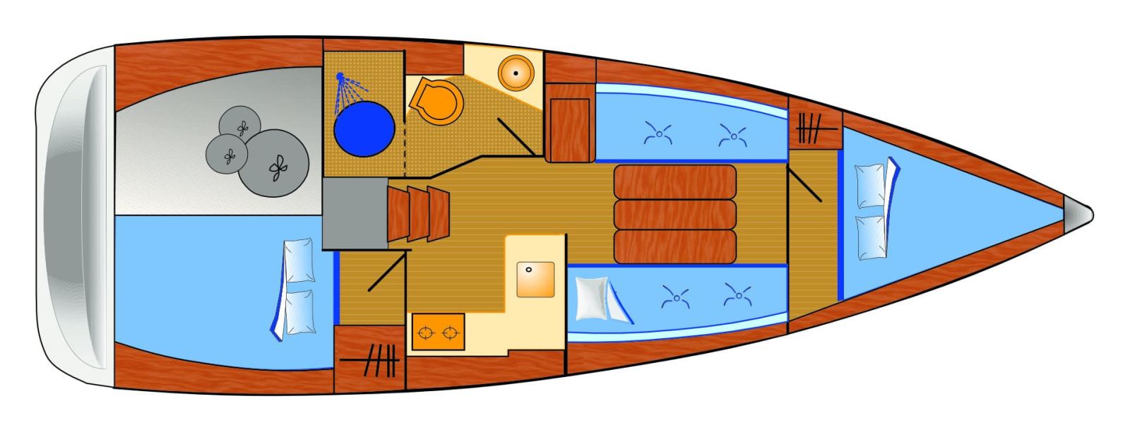 Rzut jachtu Sun Odyssey 349 Insula Solis