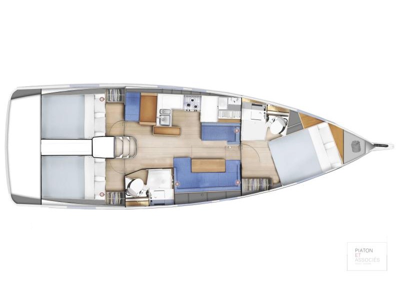 Rzut jachtu Sun Odyssey 410 Purr