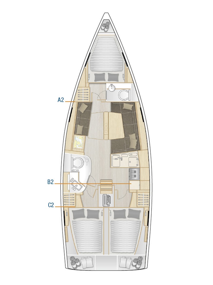 Rzut jachtu Hanse 388 Jolana