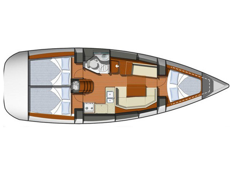 Rzut jachtu Sun Odyssey 36i Lauren