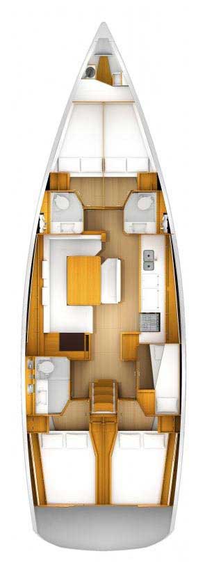 Rzut jachtu Sun Odyssey 519 Bianca Lady Gio