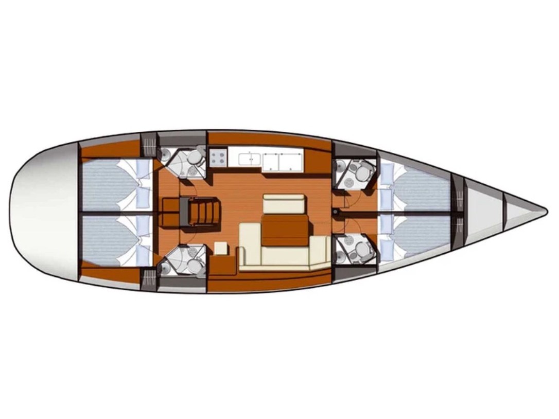Rzut jachtu Sun Odyssey 49 Sirius