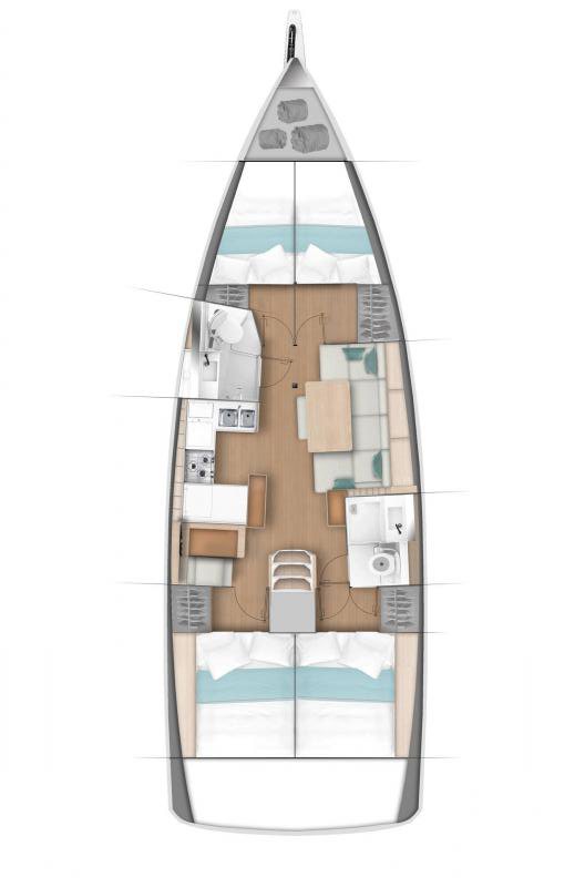 Rzut jachtu Sun Odyssey 440 Deep Water