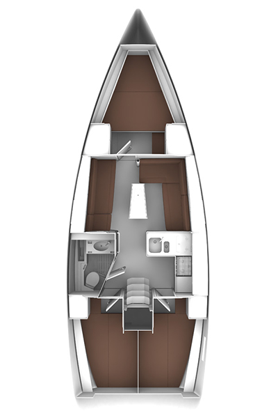 Rzut jachtu Bavaria Cruiser 37 Crush