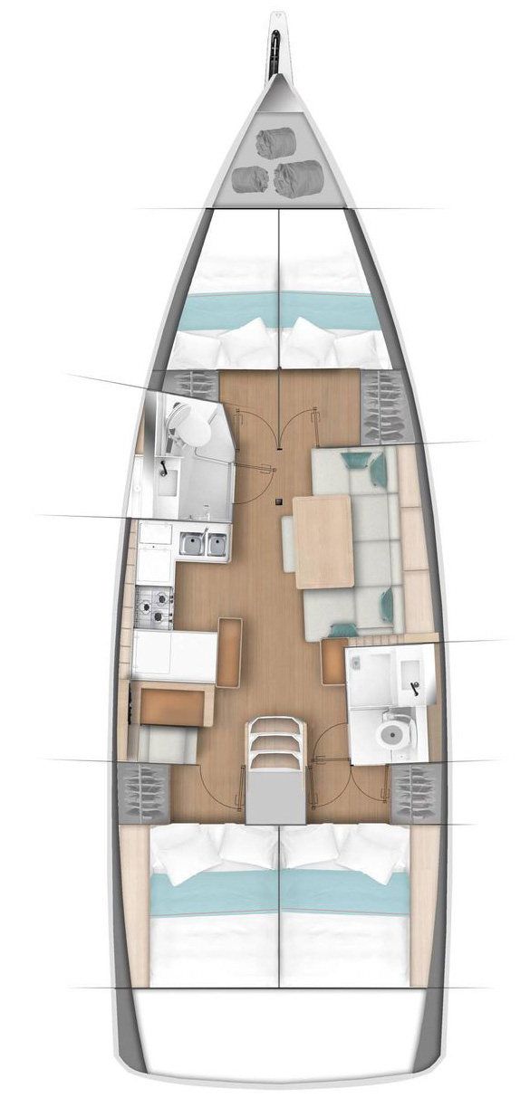 Rzut jachtu Sun Odyssey 440 Holiday Kiss