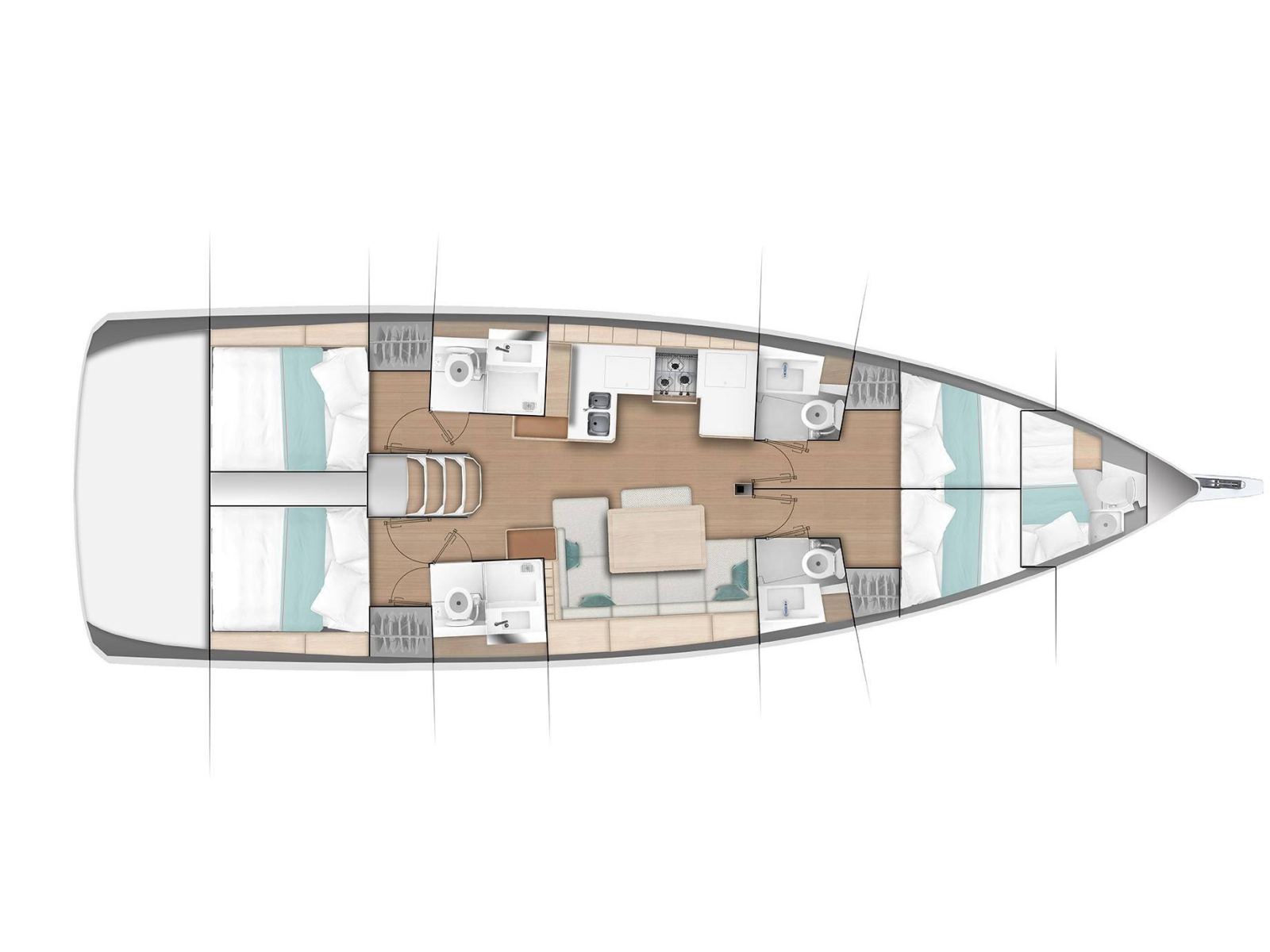 Rzut jachtu Sun Odyssey 490 Mirrmurr