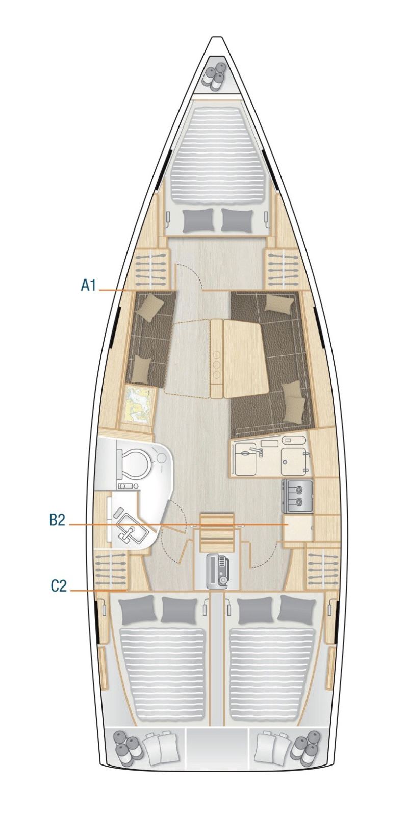 Rzut jachtu Hanse 388 Tadeja