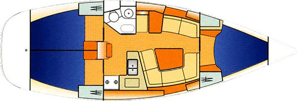 Rzut jachtu Sun Odyssey 37 Alki