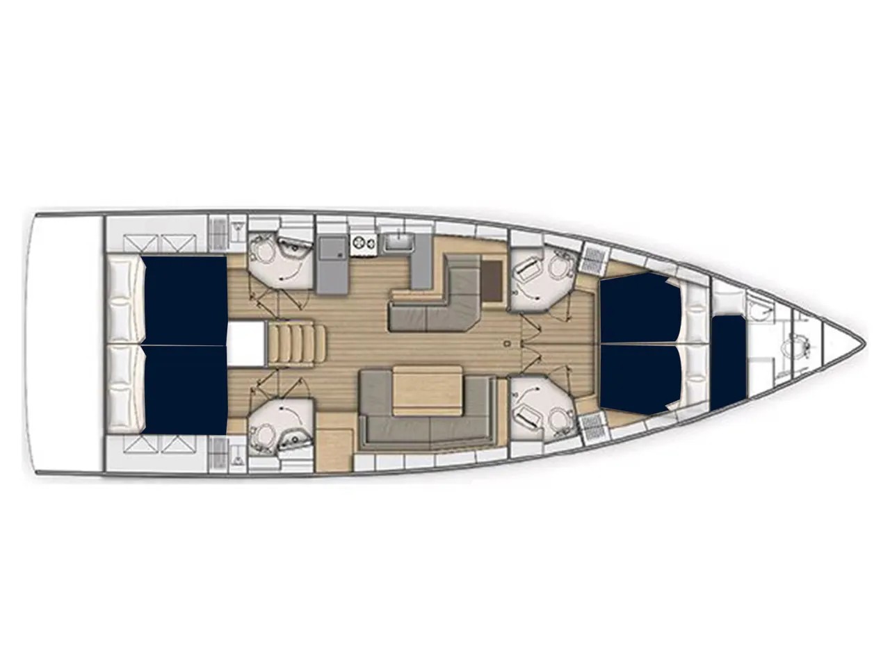 Rzut jachtu Sun Odyssey 52.2 Moorings 52.4 Club