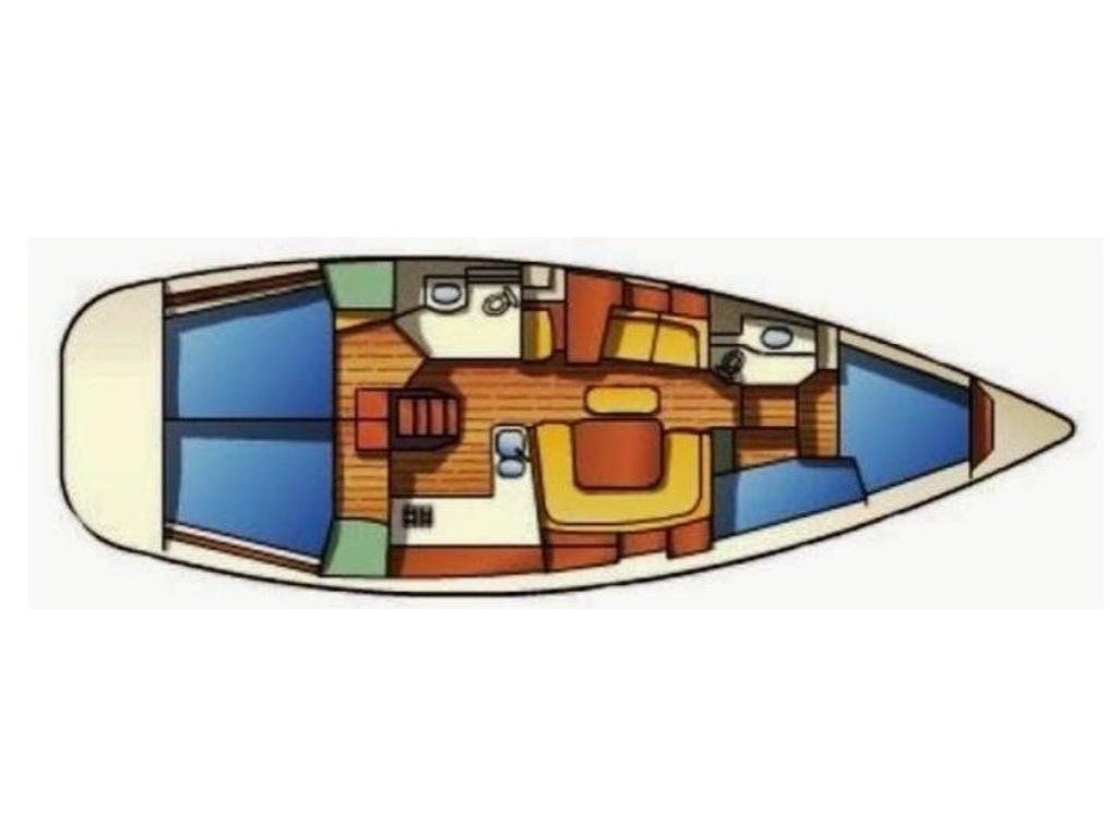 Rzut jachtu Sun Odyssey 43 Tatanos