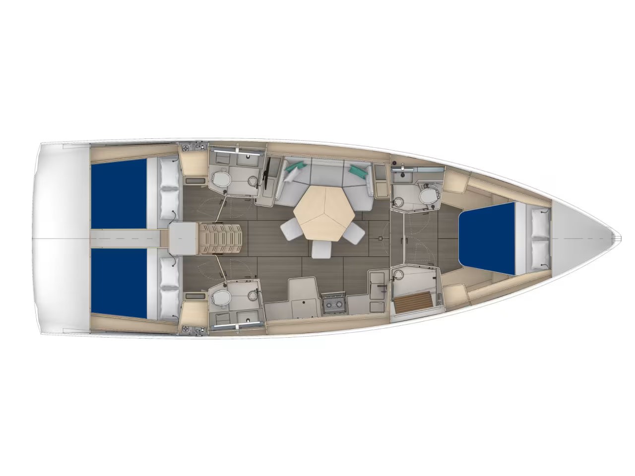 Rzut jachtu Dufour 44 Sunsail 44.3 Premium