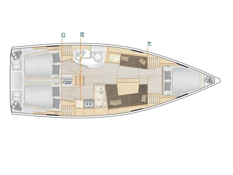 Rzut jachtu Hanse 388 Calypso
