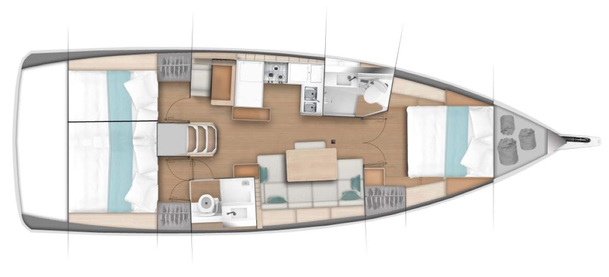 Rzut jachtu Sun Odyssey 440 Summer Salt