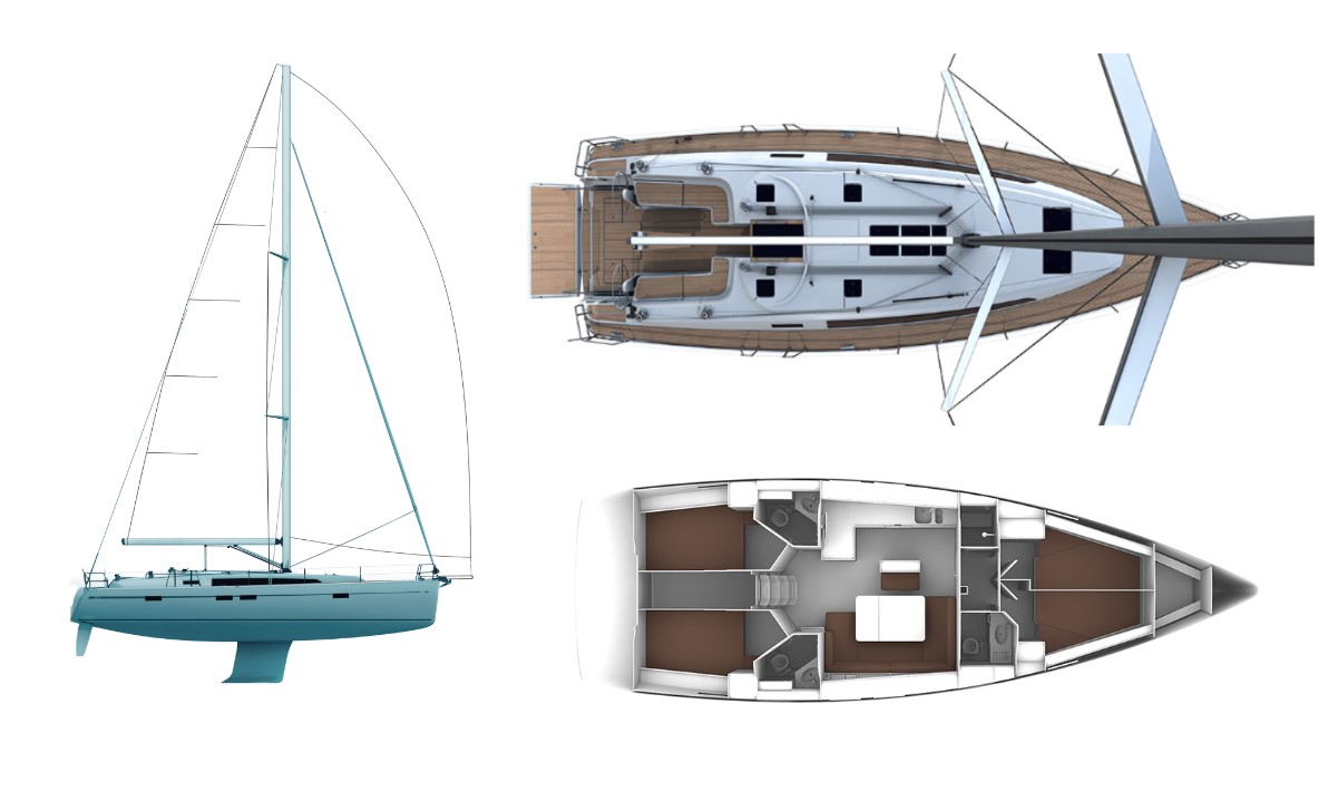 Rzut jachtu Bavaria Cruiser 46 Oceanos