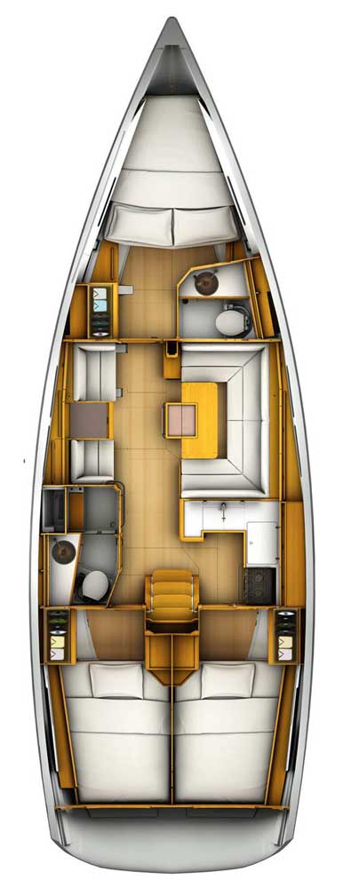 Rzut jachtu Sun Odyssey 419 Sunny