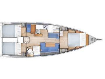 Rzut jachtu Sun Odyssey 410 Sky Asya