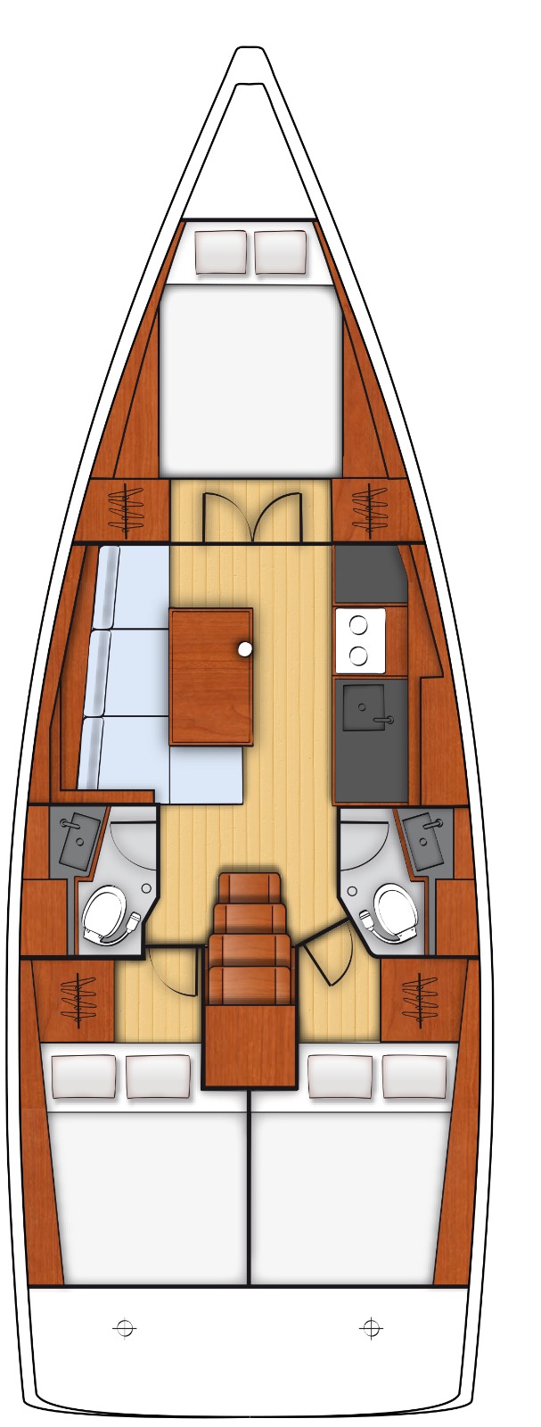 Rzut jachtu Oceanis 38.1 Dancefloor
