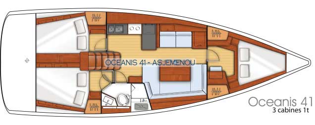 Rzut jachtu Oceanis 41 Comfort