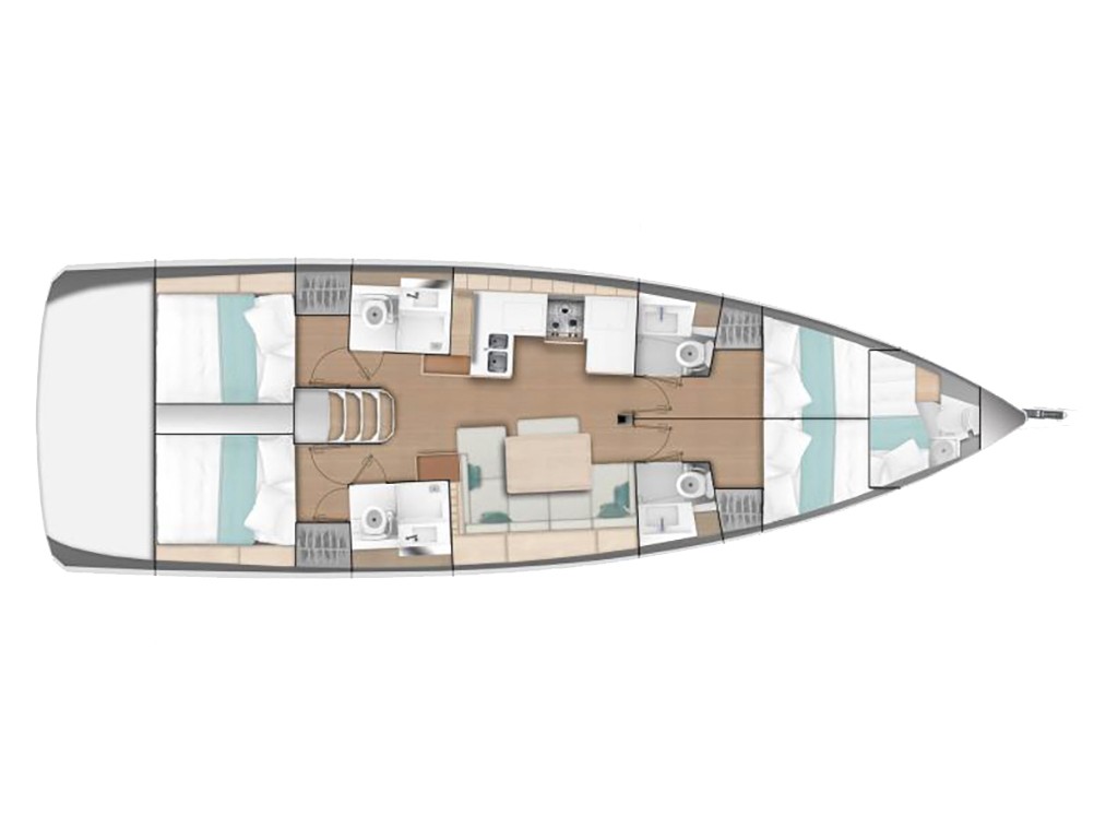 Rzut jachtu Sun Odyssey 490 Porto Fino