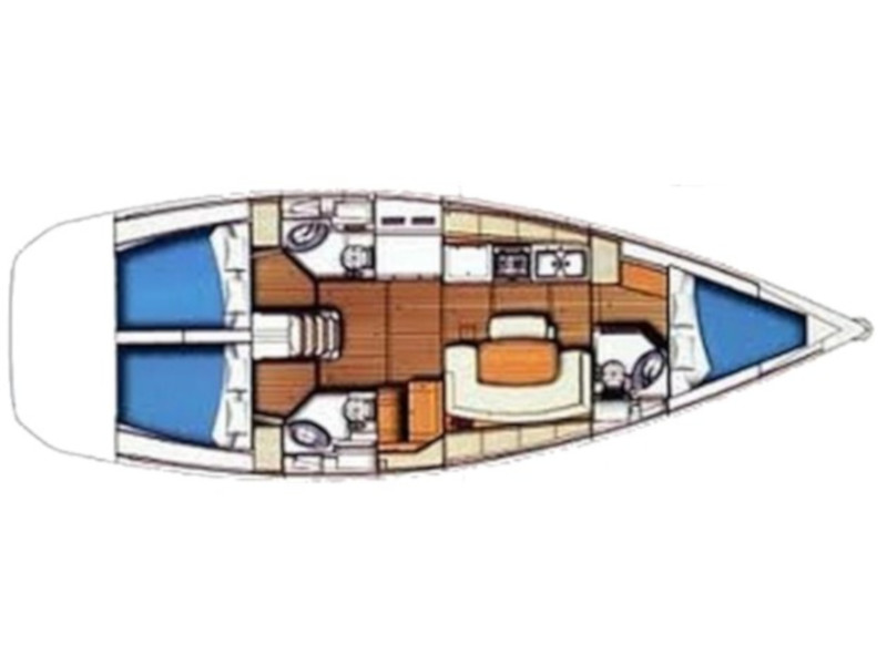 Rzut jachtu Cyclades 43.3 Tecno Sail