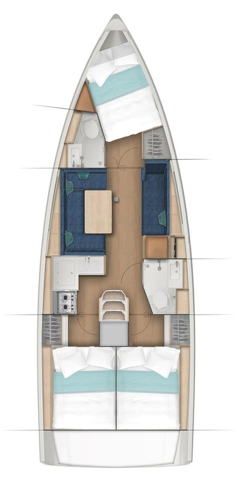 Rzut jachtu Sun Odyssey 410 Wind Kiss