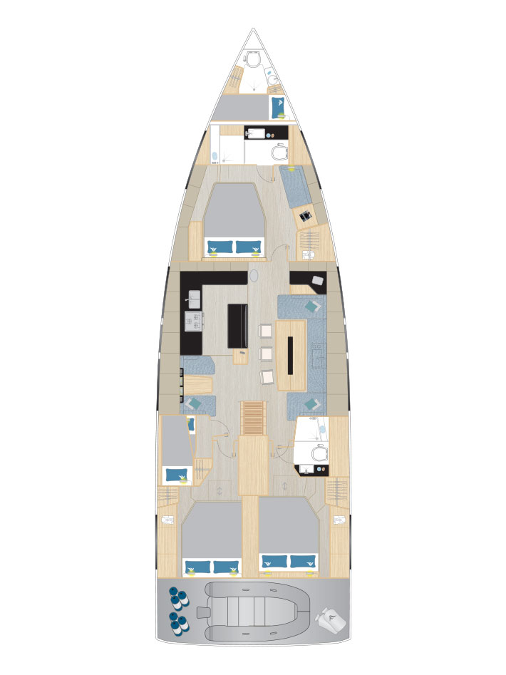 Rzut jachtu Hanse 590 Volare