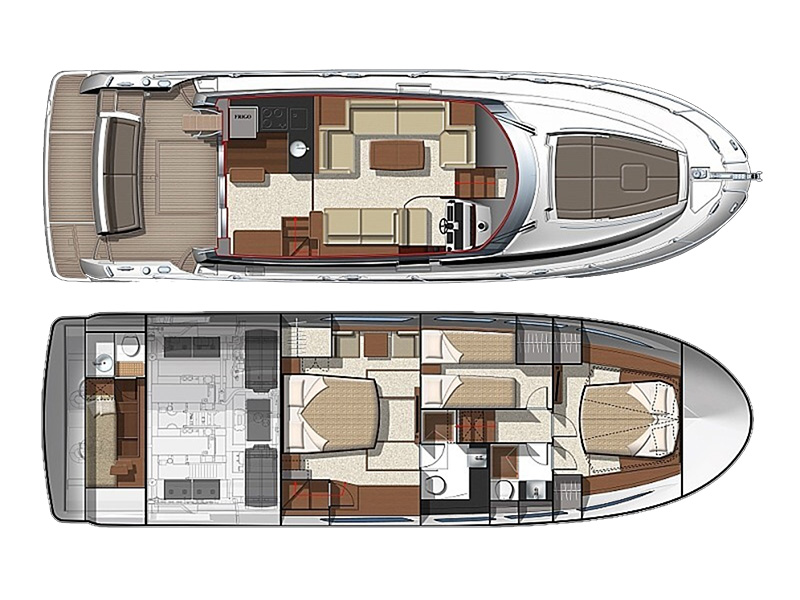Rzut jachtu Prestige 520 Flybridge Sabijac