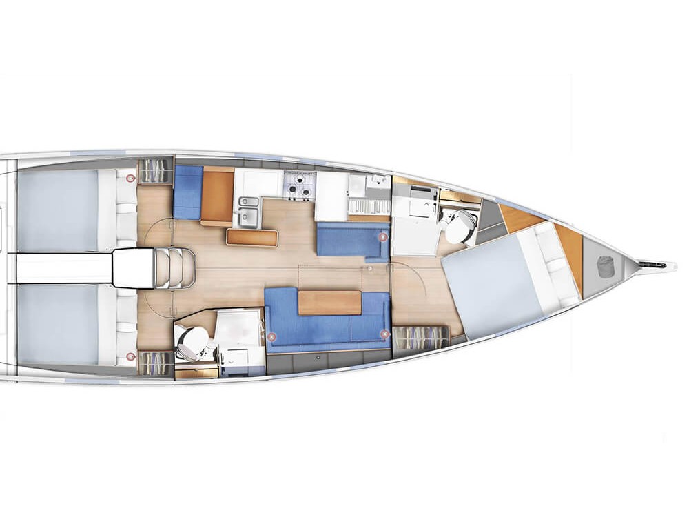 Rzut jachtu Sun Odyssey 410 Baghera
