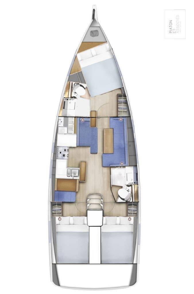 Rzut jachtu Sun Odyssey 410 Oskar