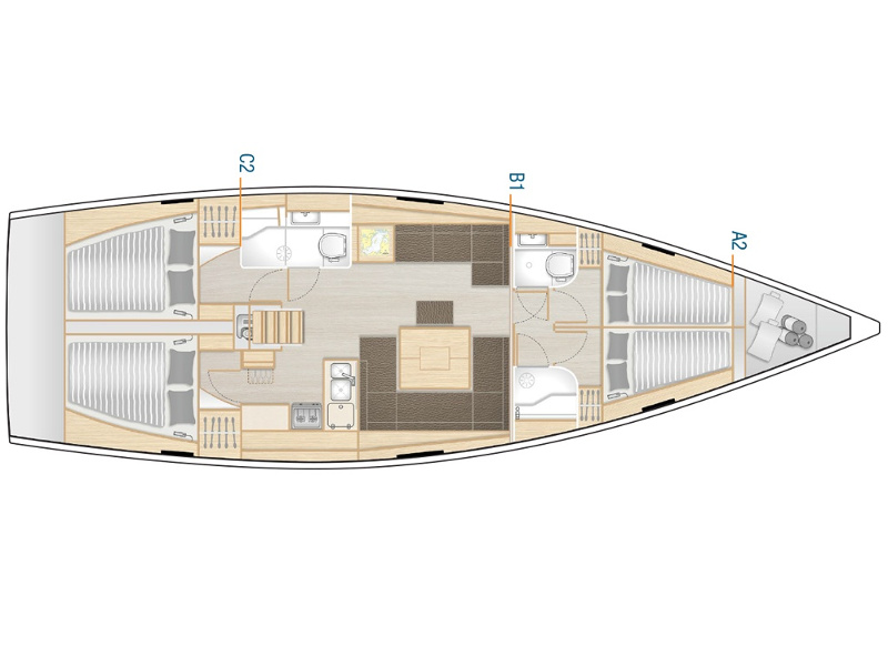 Rzut jachtu Hanse 458 SARSALA