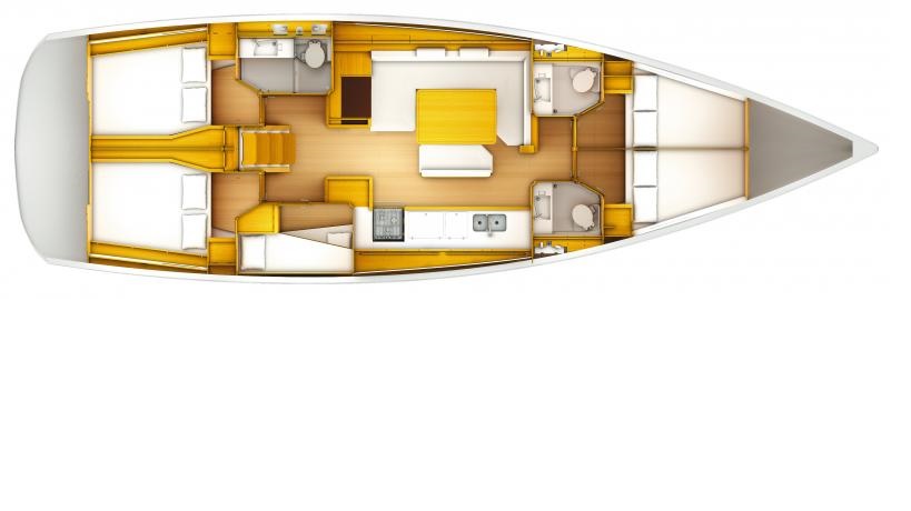 Rzut jachtu Sun Odyssey 519 Bianca