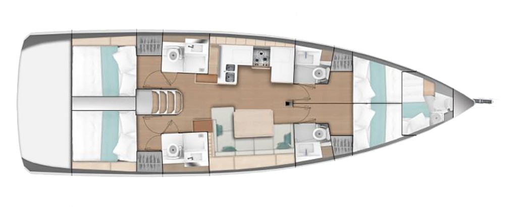 Rzut jachtu Sun Odyssey 490 Mare Mia