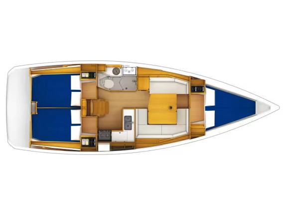 Rzut jachtu Sun Odyssey 389 Sunsail 38 Classic