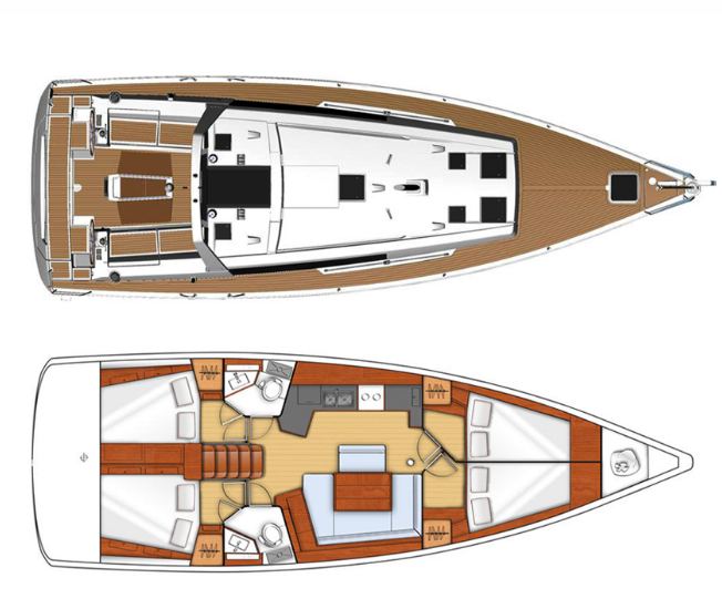 Rzut jachtu Oceanis 45 Melinda