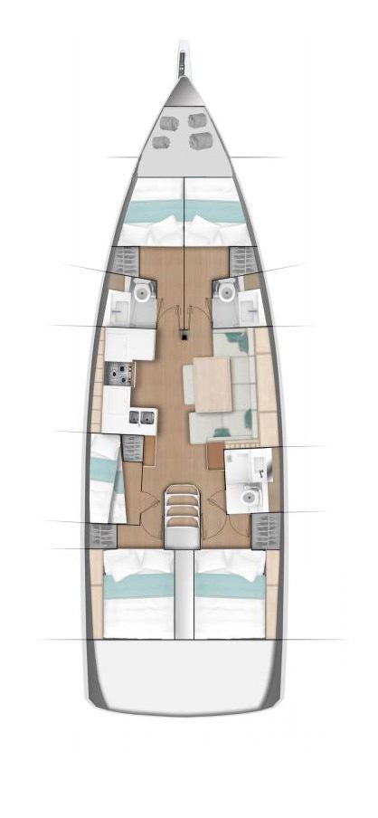 Rzut jachtu Sun Odyssey 490 Pollux