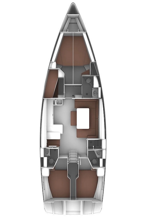 Rzut jachtu Bavaria Cruiser 51 Isabella