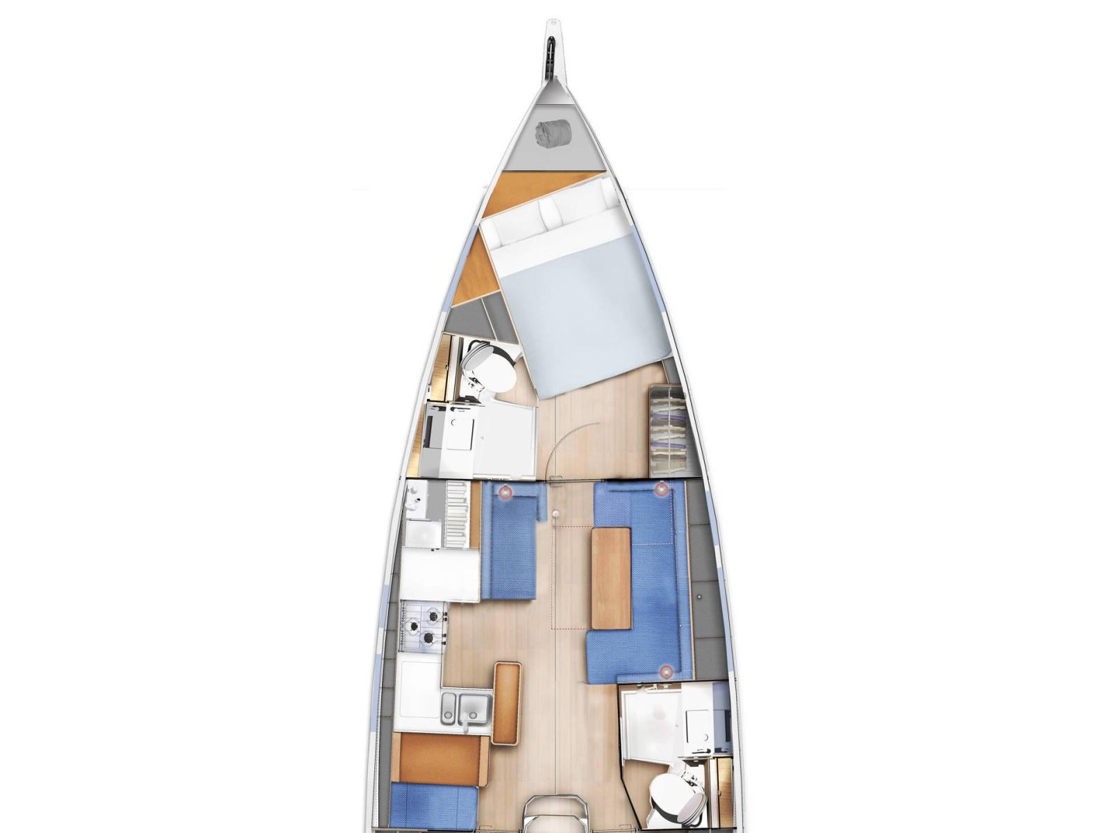 Rzut jachtu Sun Odyssey 410 Geva X