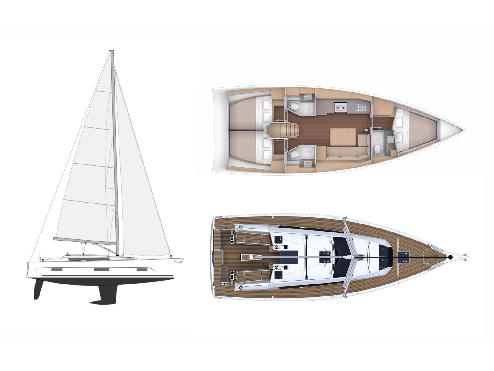 Rzut jachtu Dufour 390 GL Barracuda