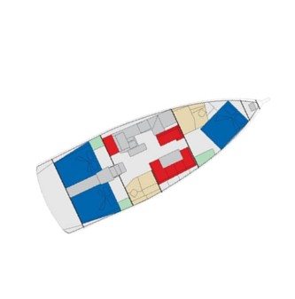 Rzut jachtu Sun Odyssey 410 Colibri
